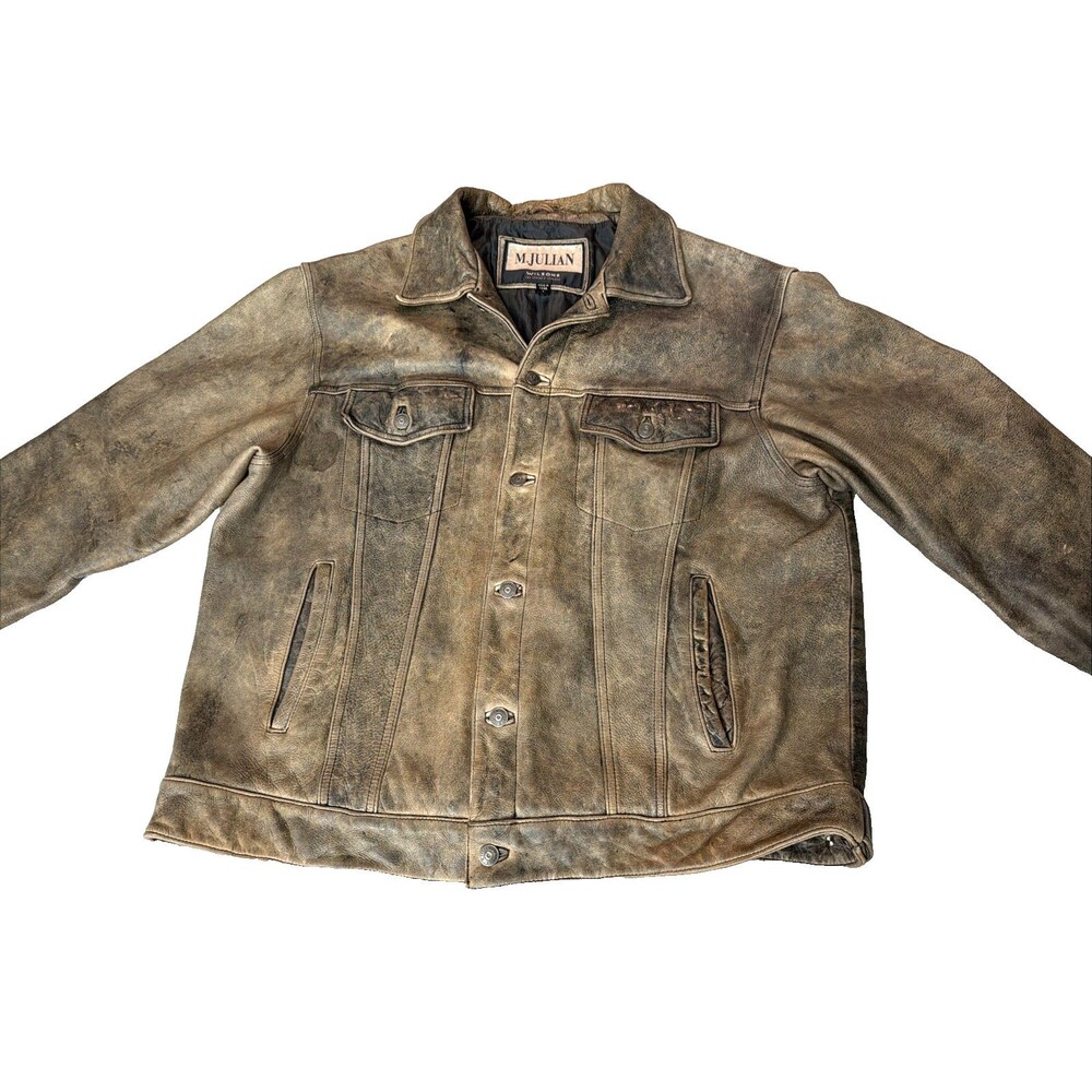 Vintage M. Julian Wilsons Leather Mens Leather Jacket Size L Distressed Biker